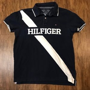 tommy hilfiger womens polo‎ blue white large
